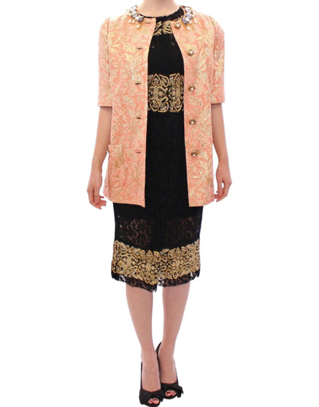 Pink Silk Brocade Crystal Jacket Coat Pink Silk Brocade Crystal Jacket Coat