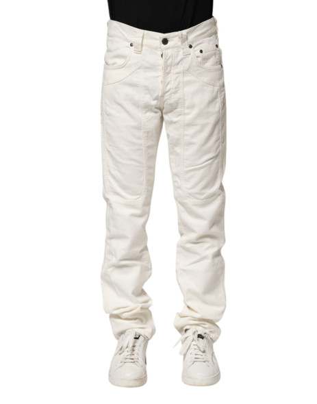 Jeckerson White Cotton Stretch Straight Fit Men Denim Jeans Jeckerson White Cotton Stretch Straight Fit Men Denim Jeans