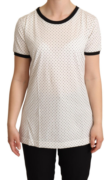 White Dotted Crewneck Cotton T-shirt White Dotted Crewneck Cotton T-shirt