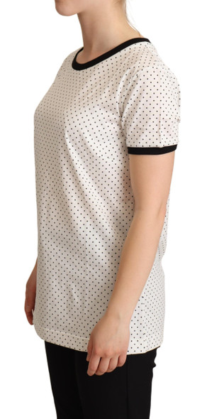 White Dotted Crewneck Cotton T-shirt White Dotted Crewneck Cotton T-shirt