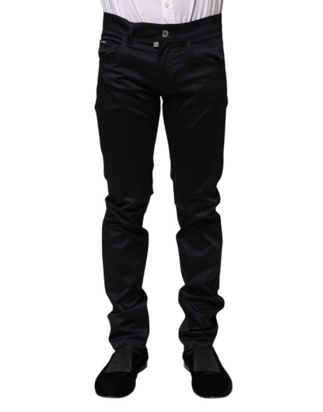 Dolce & Gabbana Black Cotton Skinny Mid Waist Pants Dolce & Gabbana Black Cotton Skinny Mid Waist Pants
