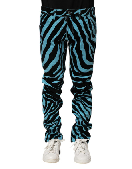 Dolce & Gabbana Blue Black Stripes Skinny Denim Jeans Dolce & Gabbana Blue Black Stripes Skinny Denim Jeans