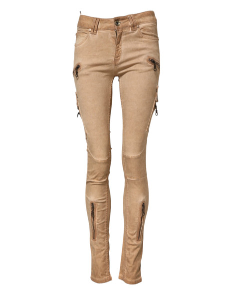 PLEIN SUD Brown Cotton Mid Waist Skinny Denim Jeans PLEIN SUD Brown Cotton Mid Waist Skinny Denim Jeans