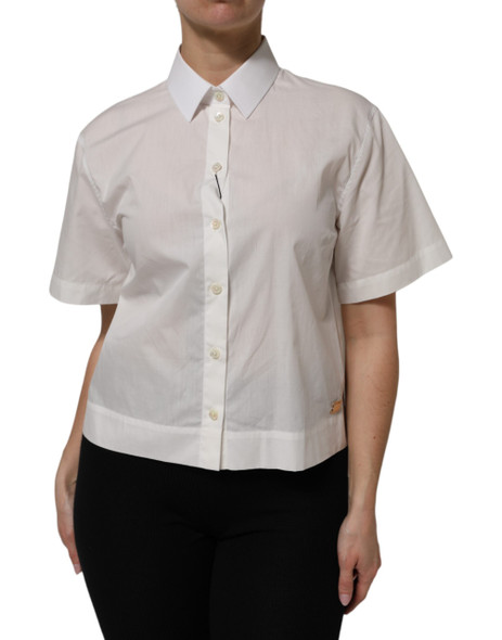 Dolce & Gabbana White Cotton Short Sleeves Collared Top Shirt Dolce & Gabbana White Cotton Short Sleeves Collared Top Shirt