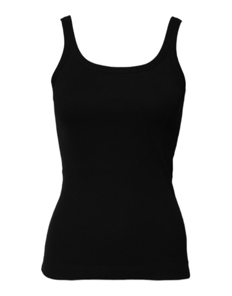Black Cotton Sleeveless Round Neck Tank Top Black Cotton Sleeveless Round Neck Tank Top