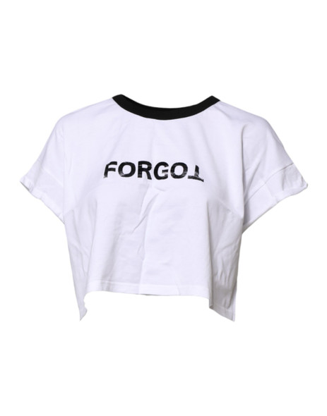 Dolce & Gabbana White Graphic Print Crew Neck Cropped T-shirt Dolce & Gabbana White Graphic Print Crew Neck Cropped T-shirt