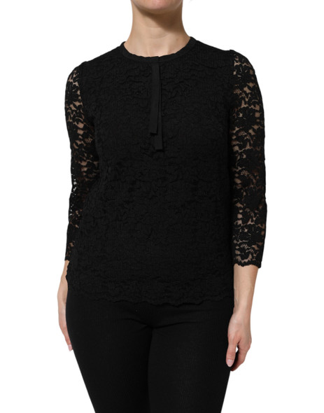 Black Nylon Lace Long Sleeve Blouse Top Black Nylon Lace Long Sleeve Blouse Top