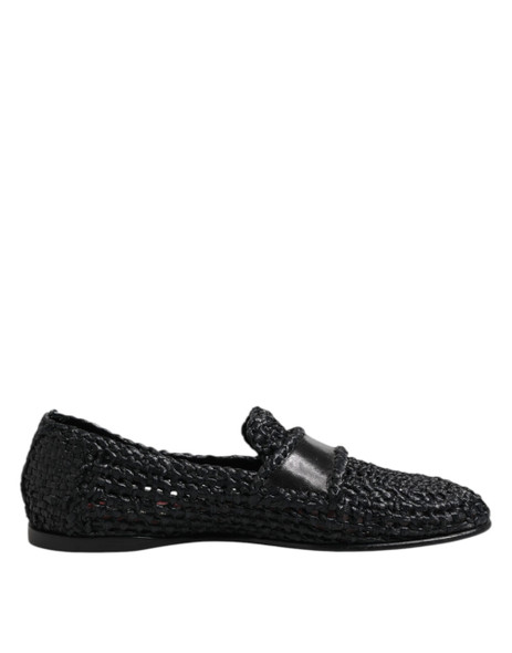 Black Woven Leather Slip On Loafers Men Shoes Black Woven Leather Slip On Loafers Men Shoes