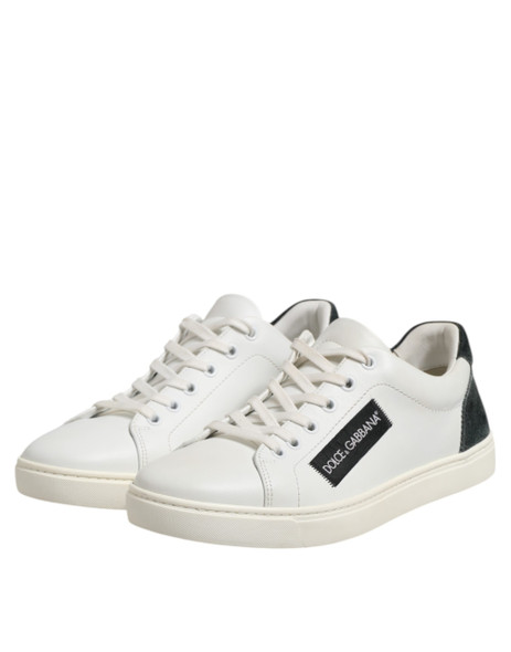 Dolce & Gabbana White Black Leather Lace Up Men Sneakers Shoes Dolce & Gabbana White Black Leather Lace Up Men Sneakers Shoes