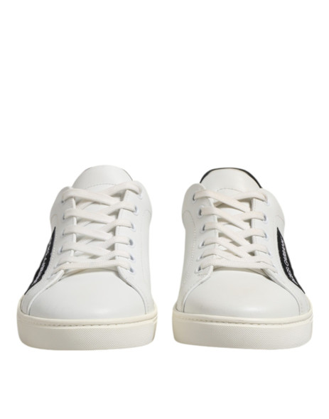 Dolce & Gabbana White Black Leather Lace Up Men Sneakers Shoes Dolce & Gabbana White Black Leather Lace Up Men Sneakers Shoes