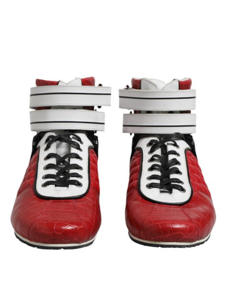 Dolce & Gabbana Red Quilted Leather Lace Up Sneakers Shoes Dolce & Gabbana Red Quilted Leather Lace Up Sneakers Shoes