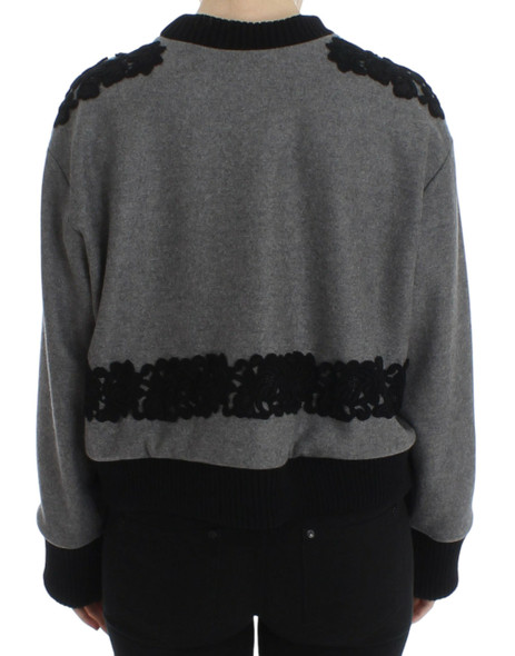 Gray Black Lace Wool Cashmere Sweater Gray Black Lace Wool Cashmere Sweater