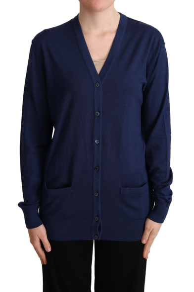 Dolce & Gabbana Blue Virgin Wool Button Down Cardigan Sweater Dolce & Gabbana Blue Virgin Wool Button Down Cardigan Sweater