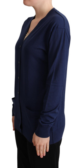 Dolce & Gabbana Blue Virgin Wool Button Down Cardigan Sweater Dolce & Gabbana Blue Virgin Wool Button Down Cardigan Sweater