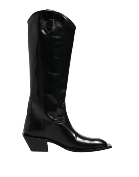 Dolce & Gabbana Black Calfskin Leather Logo High Boots Shoes Dolce & Gabbana Black Calfskin Leather Logo High Boots Shoes