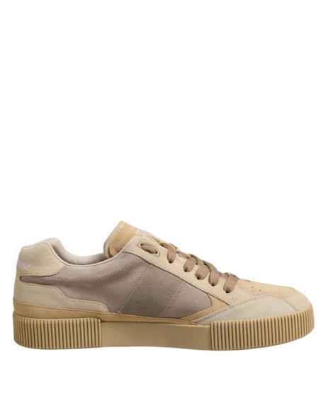 Dolce & Gabbana Beige Leather Low Top Lace Up Sneakers Shoes Dolce & Gabbana Beige Leather Low Top Lace Up Sneakers Shoes