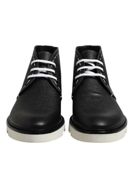 Black White Leather Ankle Boots Shoes Black White Leather Ankle Boots Shoes