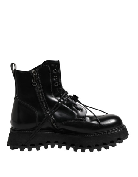 Black Leather Logo Ankle Boots Lace Up Shoes MV7511 Black Leather Logo Ankle Boots Lace Up Shoes MV7511
