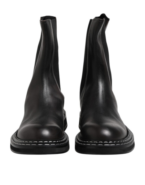 Dolce & Gabbana Black Leather Mid Calf Boots Flats Shoes Dolce & Gabbana Black Leather Mid Calf Boots Flats Shoes