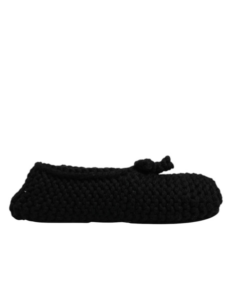 Black Wool Slip On Flats Ballerina Shoes Black Wool Slip On Flats Ballerina Shoes