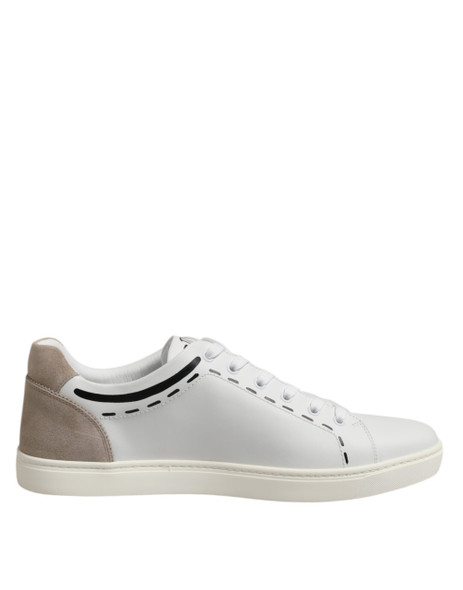 Dolce & Gabbana White Leather MILANO Low Top Sneakers Shoes MV7525 Dolce & Gabbana White Leather MILANO Low Top Sneakers Shoes MV7525
