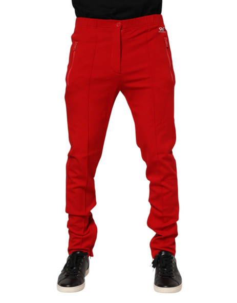 Dolce & Gabbana Red Viscose Logo Jogger Men Sweatpants Pants Dolce & Gabbana Red Viscose Logo Jogger Men Sweatpants Pants