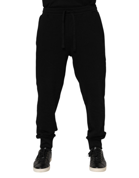 Dolce & Gabbana Black Cotton Crown Jogger Sweatpants Pants Dolce & Gabbana Black Cotton Crown Jogger Sweatpants Pants