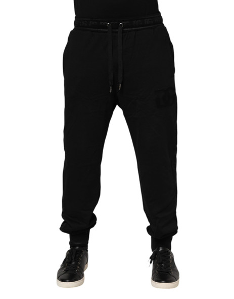 Dolce & Gabbana Black Cotton Drawstring Jogger Pants Dolce & Gabbana Black Cotton Drawstring Jogger Pants