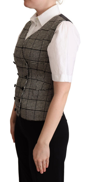 Dolce & Gabbana Gray Checkered Sleeveless Waistcoat Vest Dolce & Gabbana Gray Checkered Sleeveless Waistcoat Vest