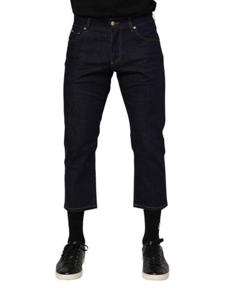 Dolce & Gabbana Dark Blue Cotton Logo Slim Fit Men Denim Jeans Dolce & Gabbana Dark Blue Cotton Logo Slim Fit Men Denim Jeans