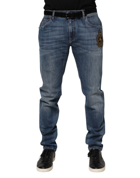 Dolce & Gabbana Blue Logo Embroidery Denim Jeans Dolce & Gabbana Blue Logo Embroidery Denim Jeans