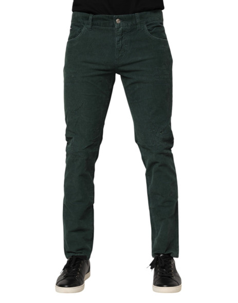 Dolce & Gabbana Green Cotton Corduroy Skinny Pants Dolce & Gabbana Green Cotton Corduroy Skinny Pants