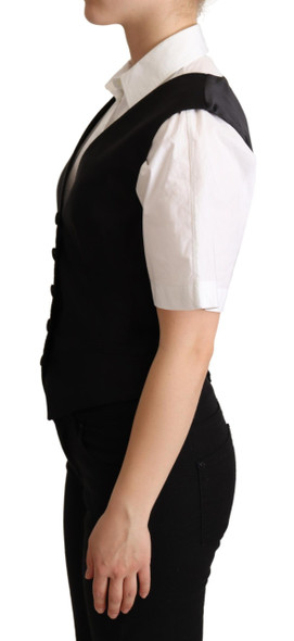 Dolce & Gabbana Black Silk Sleeveless Waistcoat Vest Dolce & Gabbana Black Silk Sleeveless Waistcoat Vest