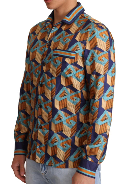Dolce & Gabbana Multicolor DG Logo Silk Mens Top Shirt Dolce & Gabbana Multicolor DG Logo Silk Mens Top Shirt