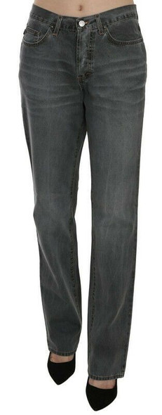 Just Cavalli Gray Washed Mid Waist Straight Denim Pants Jeans Just Cavalli Gray Washed Mid Waist Straight Denim Pants Jeans