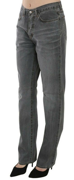 Gray Washed Mid Waist Straight Denim Pants Jeans Gray Washed Mid Waist Straight Denim Pants Jeans
