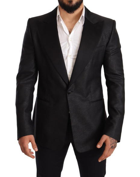 Dolce & Gabbana Black Metallic Slim Jacket Tuxedo Blazer Dolce & Gabbana Black Metallic Slim Jacket Tuxedo Blazer