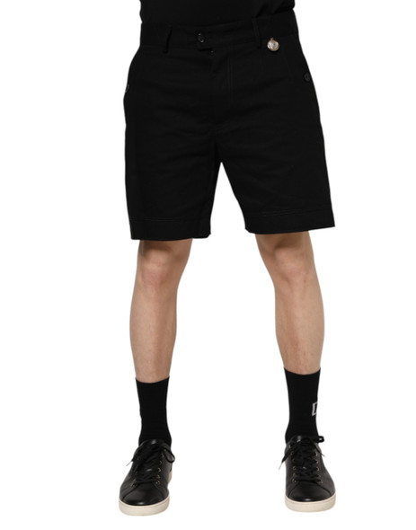 Dolce & Gabbana Black Cotton Knee Length Men Bermuda Shorts Dolce & Gabbana Black Cotton Knee Length Men Bermuda Shorts
