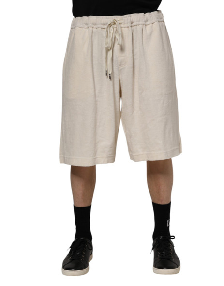 Dolce & Gabbana Ivory Cotton Men Bermuda Sweatshorts Shorts Dolce & Gabbana Ivory Cotton Men Bermuda Sweatshorts Shorts