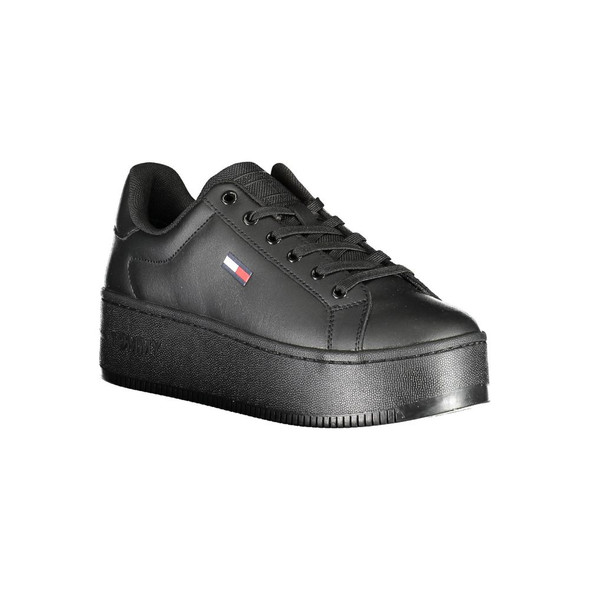 Tommy Hilfiger Black Polyester Sneaker TO-17032 Tommy Hilfiger Black Polyester Sneaker TO-17032