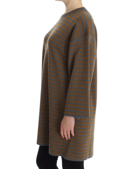 Oversized Gray Yellow Striped Sweater Top Oversized Gray Yellow Striped Sweater Top