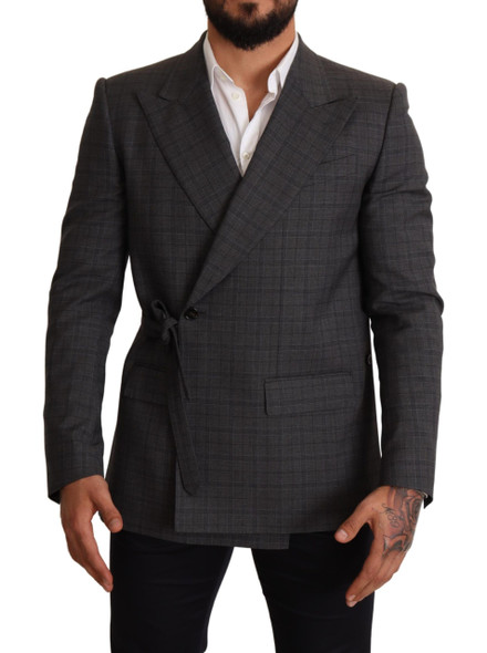 Dolce & Gabbana Gray Check Wool Slim Fit Blazer Jacket KOS1893 Dolce & Gabbana Gray Check Wool Slim Fit Blazer Jacket KOS1893