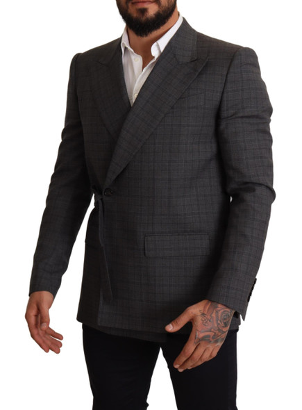 Dolce & Gabbana Gray Check Wool Slim Fit Blazer Jacket KOS1893 Dolce & Gabbana Gray Check Wool Slim Fit Blazer Jacket KOS1893