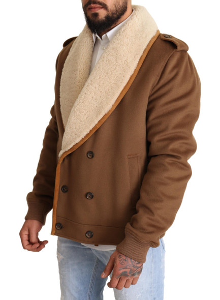 Dolce & Gabbana Brown Double Breasted Shearling Coat Jacket Dolce & Gabbana Brown Double Breasted Shearling Coat Jacket
