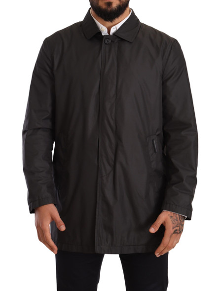Dolce & Gabbana Black Polyester Mens Trench Coat Jacket Dolce & Gabbana Black Polyester Mens Trench Coat Jacket