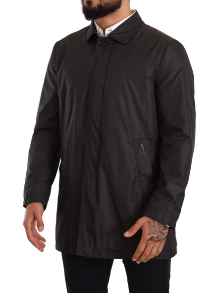 Dolce & Gabbana Black Polyester Mens Trench Coat Jacket Dolce & Gabbana Black Polyester Mens Trench Coat Jacket