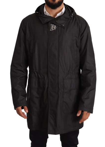 Black Hooded Mens Trench Coat Jacket Black Hooded Mens Trench Coat Jacket