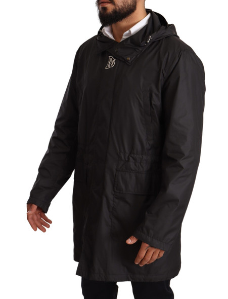 Dolce & Gabbana Black Hooded Mens Trench Coat Jacket Dolce & Gabbana Black Hooded Mens Trench Coat Jacket