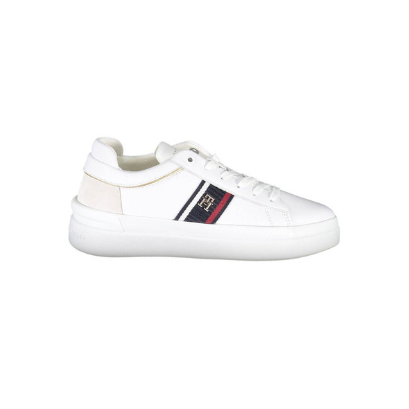 Tommy Hilfiger White Polyester Sneaker TO-22769 Tommy Hilfiger White Polyester Sneaker TO-22769