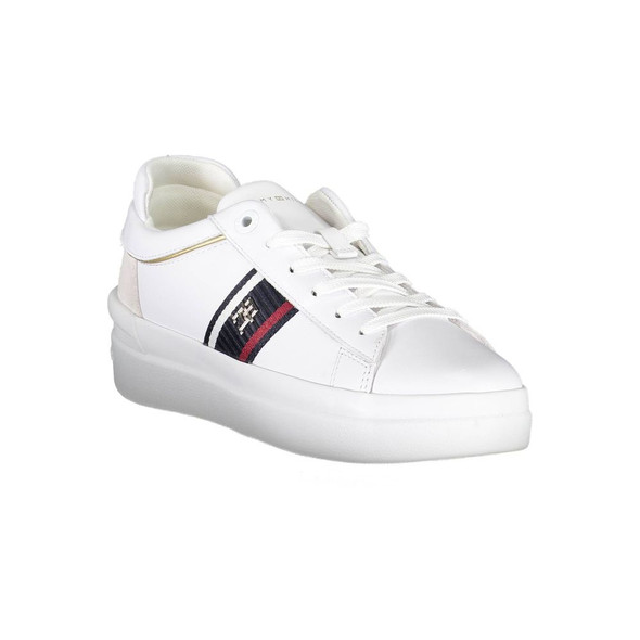 Tommy Hilfiger White Polyester Sneaker TO-22769 Tommy Hilfiger White Polyester Sneaker TO-22769